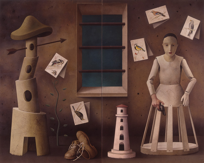 ALAS Y BALAS oleo sobre tabla 162 x 200 cms