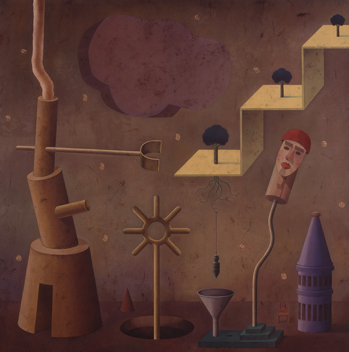 ÁRBOLES ACOSADOS oleo sobre tabla 190 x 190 cms