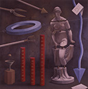 ENTROP�A oleo sobre tabla 150 x 150 cms