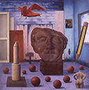 EL TRANSCURSO DEL TIEMPO EN EL ESTUDIO oleo sobre tabla 190 x 190  cms